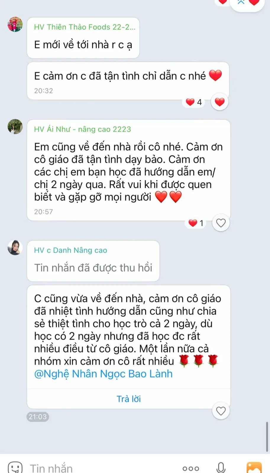 Phản hồi học viên Bao Lành
