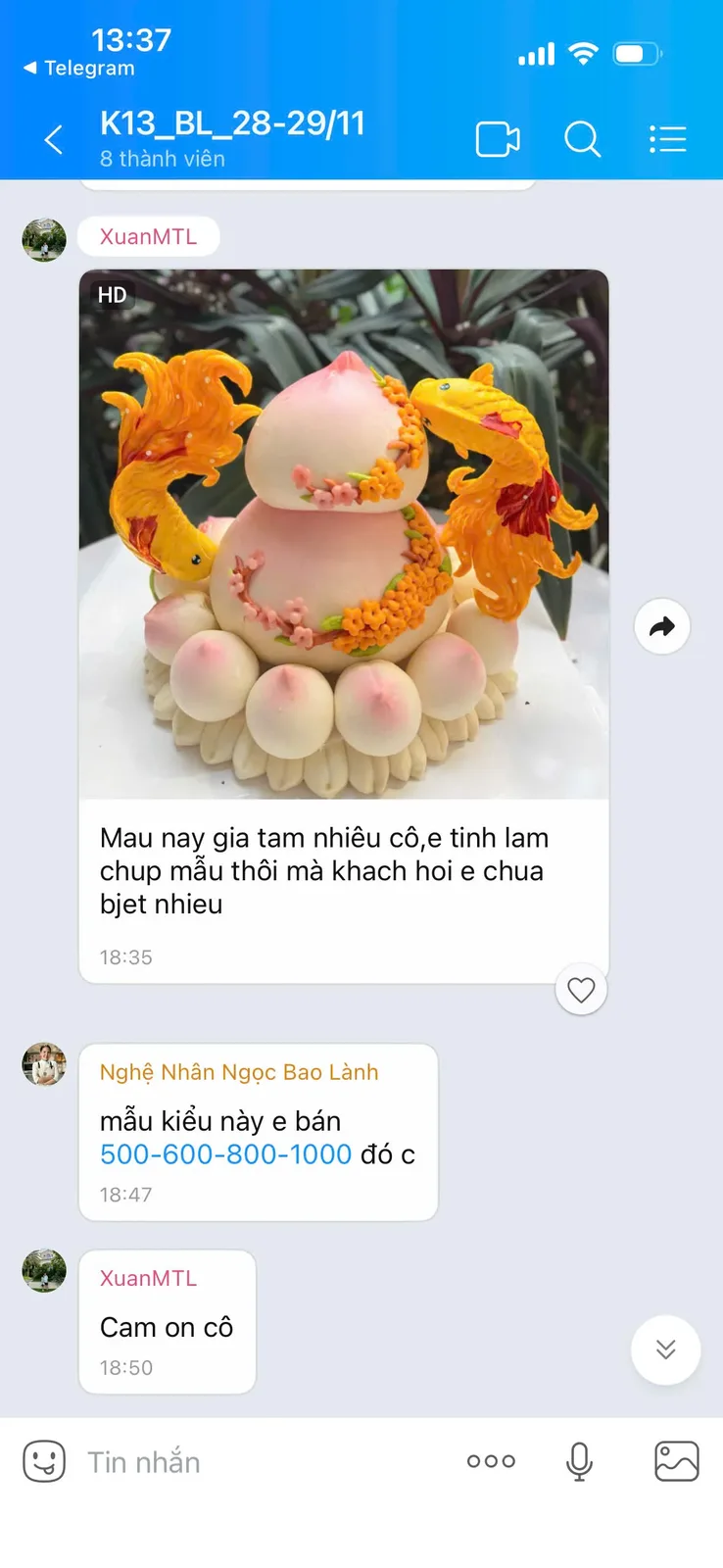 Phản hồi học viên Bao Lành trên Zalo